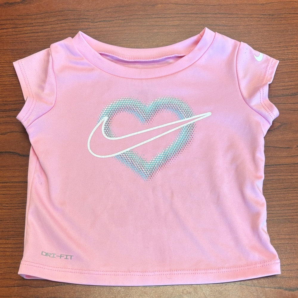 Nike Pink Heart Graphic Tee with matching short for kids